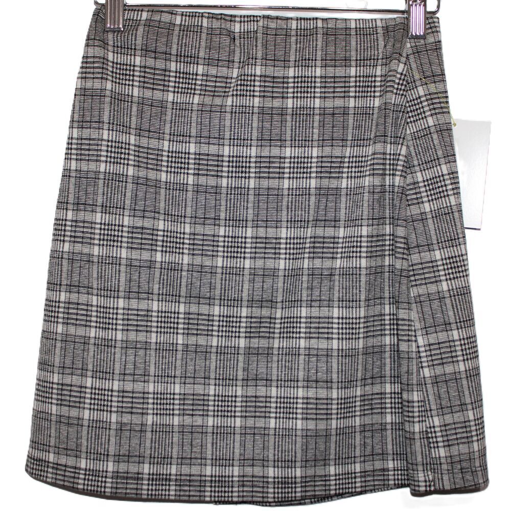 NWOT Womens Vylette 222760 Black White Plaid 90s A-Line Skirt Full Skirt Size XS